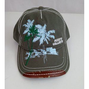 Puerto Vallerta Embroidered With Distressed Leather On Bill Adj. Baseball Cap